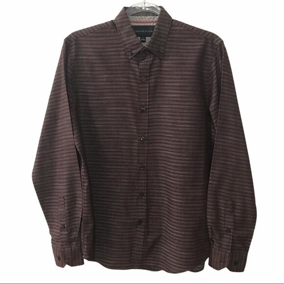 Signature Studio Wine Stripe Long Sleeve Button Down Shirt - Small - Picture 7 of 7